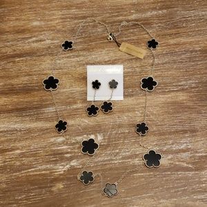 Black and gold necklace and earring set